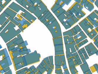 Figure 4.4: Filtered Edifici and shifted Cadastre geometries using percentage overlap as metric.