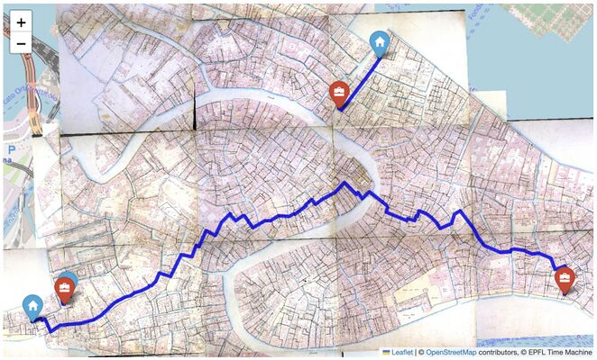 Examples of OD-pairs shortest path commute routes