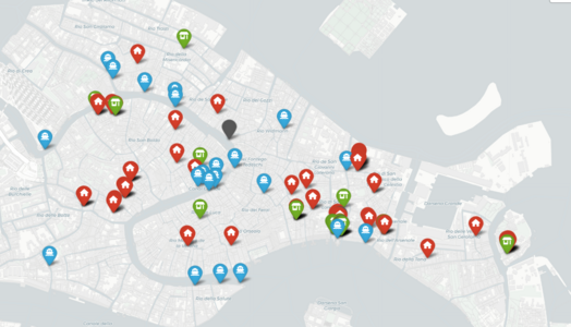 Map of the properties owned by the Ospedale della Pieta